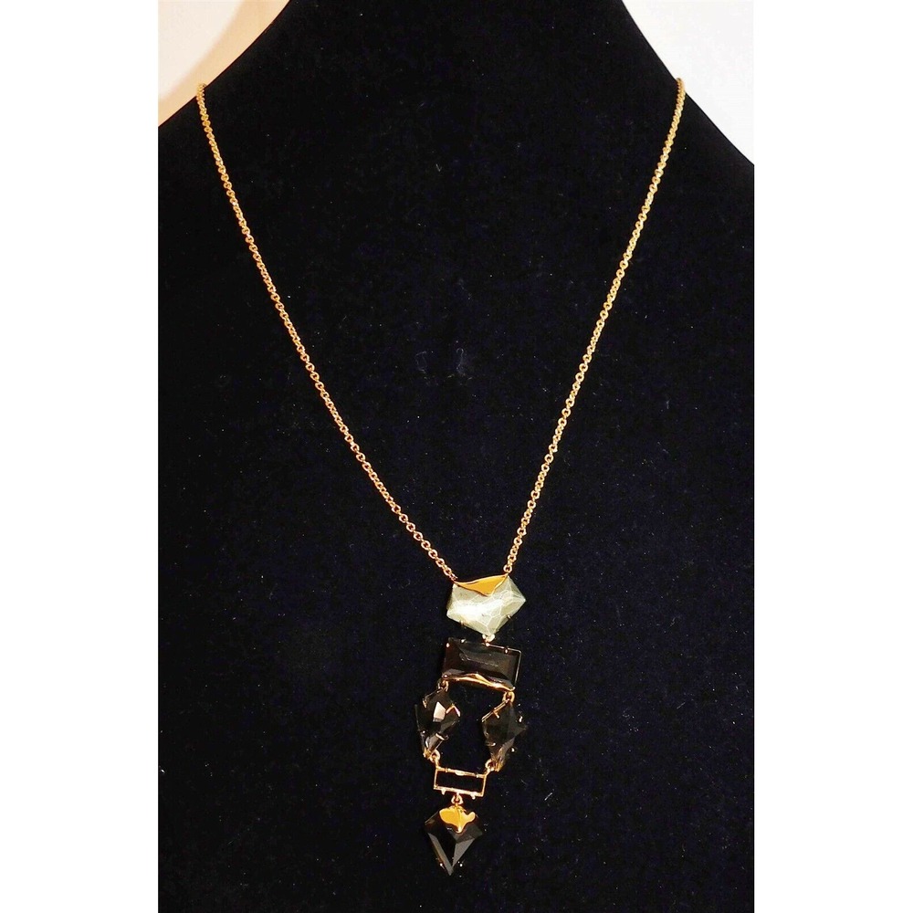 Alexis‎ Bittar Gold Metal Gray Jeweled Necklace